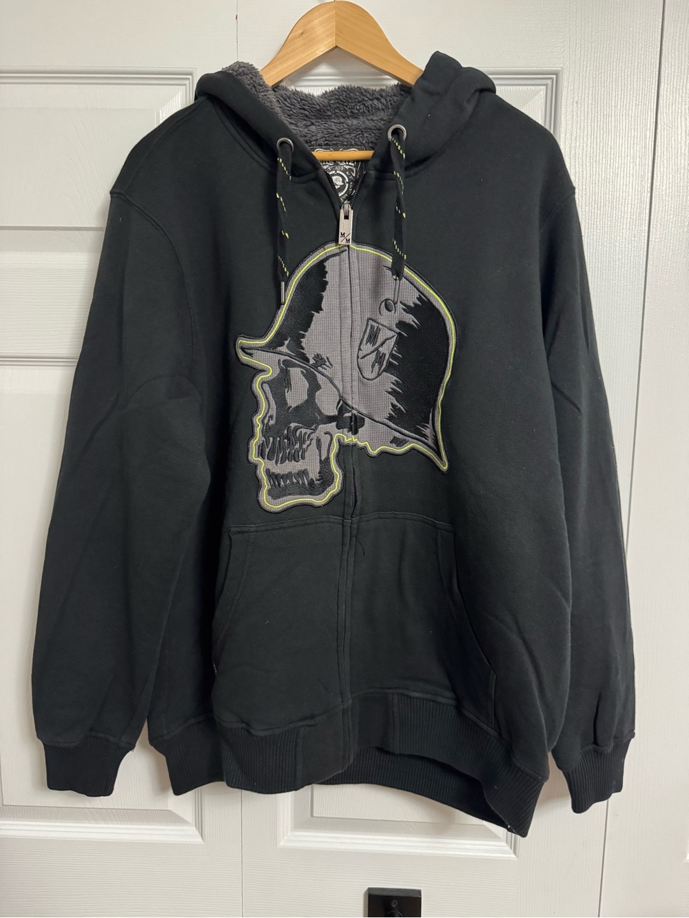 Metal Mulisha Black Hooded Zip-Up Jacket with Skull Helmet Graphic